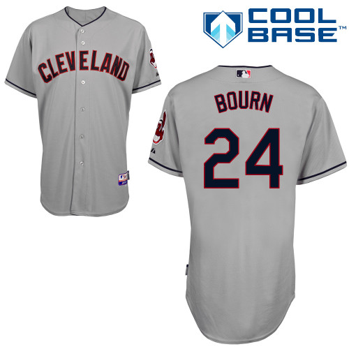 Michael Bourn #24 MLB Jersey-Cleveland Indians Men's Authentic Road Gray Cool Base Baseball Jersey